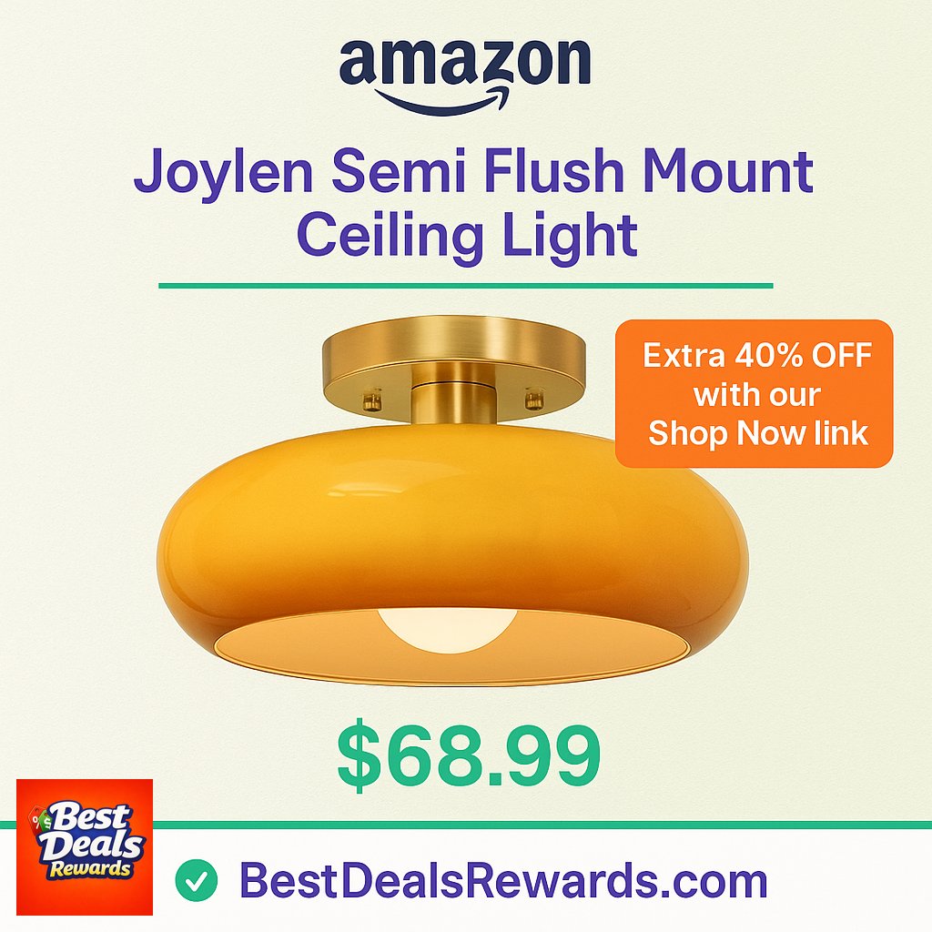Joylen Semi Flush Mount Ceiling Light,11inch Mid Century Modern Light Fixture,Ha