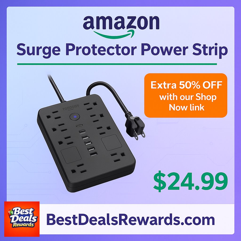 Surge Protector Power Strip - 11 Outlets(1850W/15A) with 6 USB Ports(2 USB C), 6