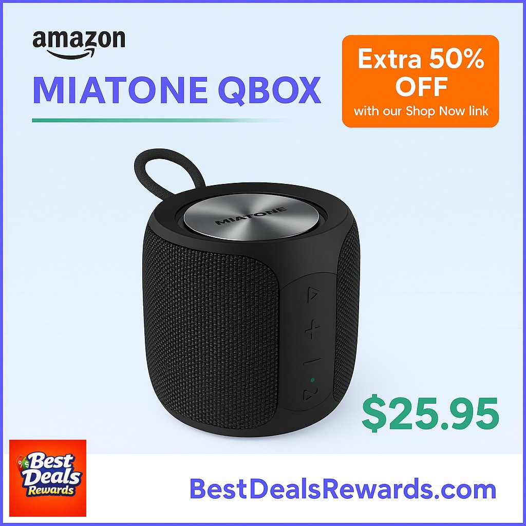 MIATONE QBOX - 16W Bluetooth Speaker IP67 Waterproof Speaker with Deep Ba*s, Por