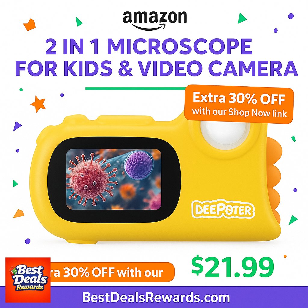 2 in 1 Microscope for Kids & Video Camera, Deepoter 1000X Digital Microscope wit