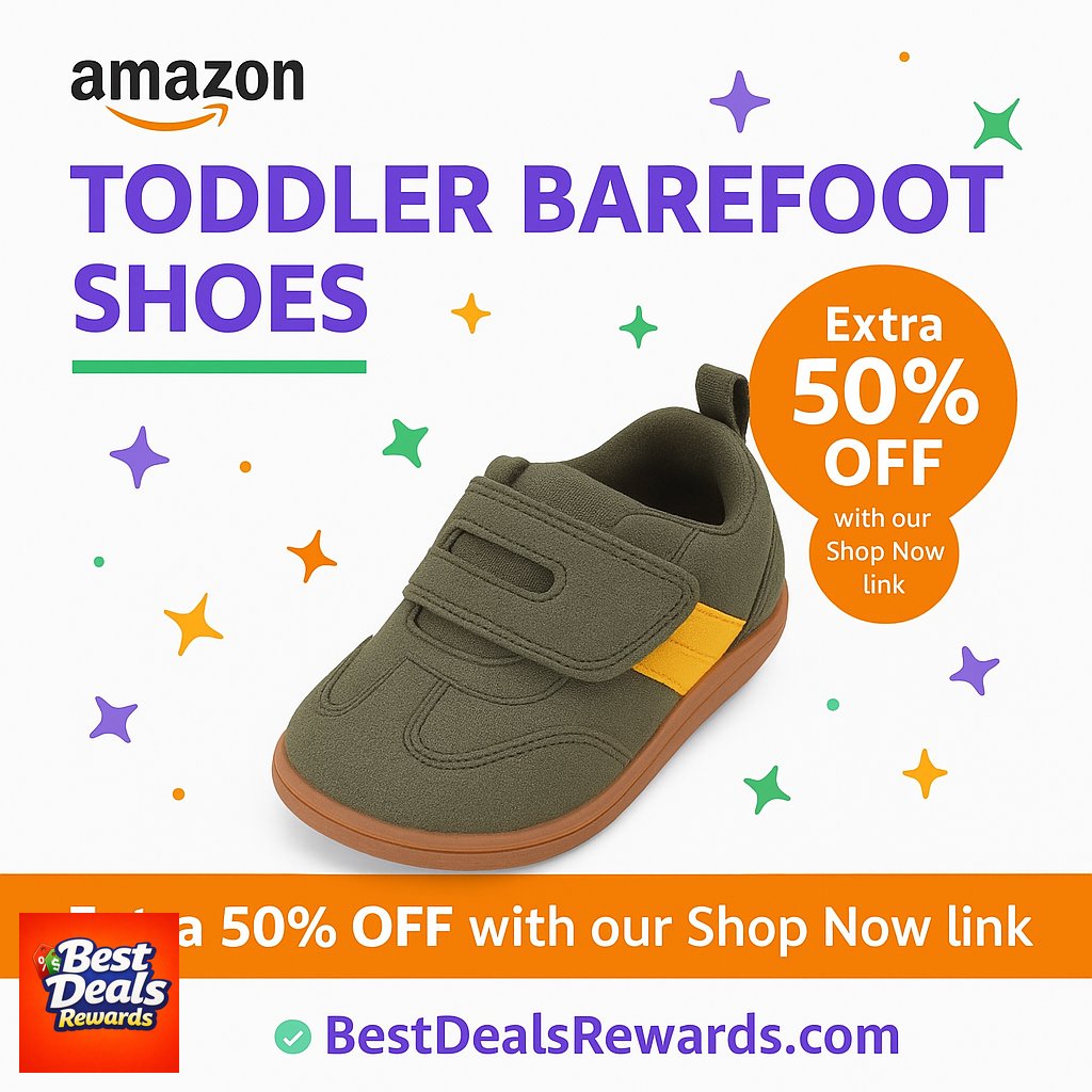 Toddler Barefoot Shoes,Boys and Girls First Walking Shoe with Hook and Loop Brea
