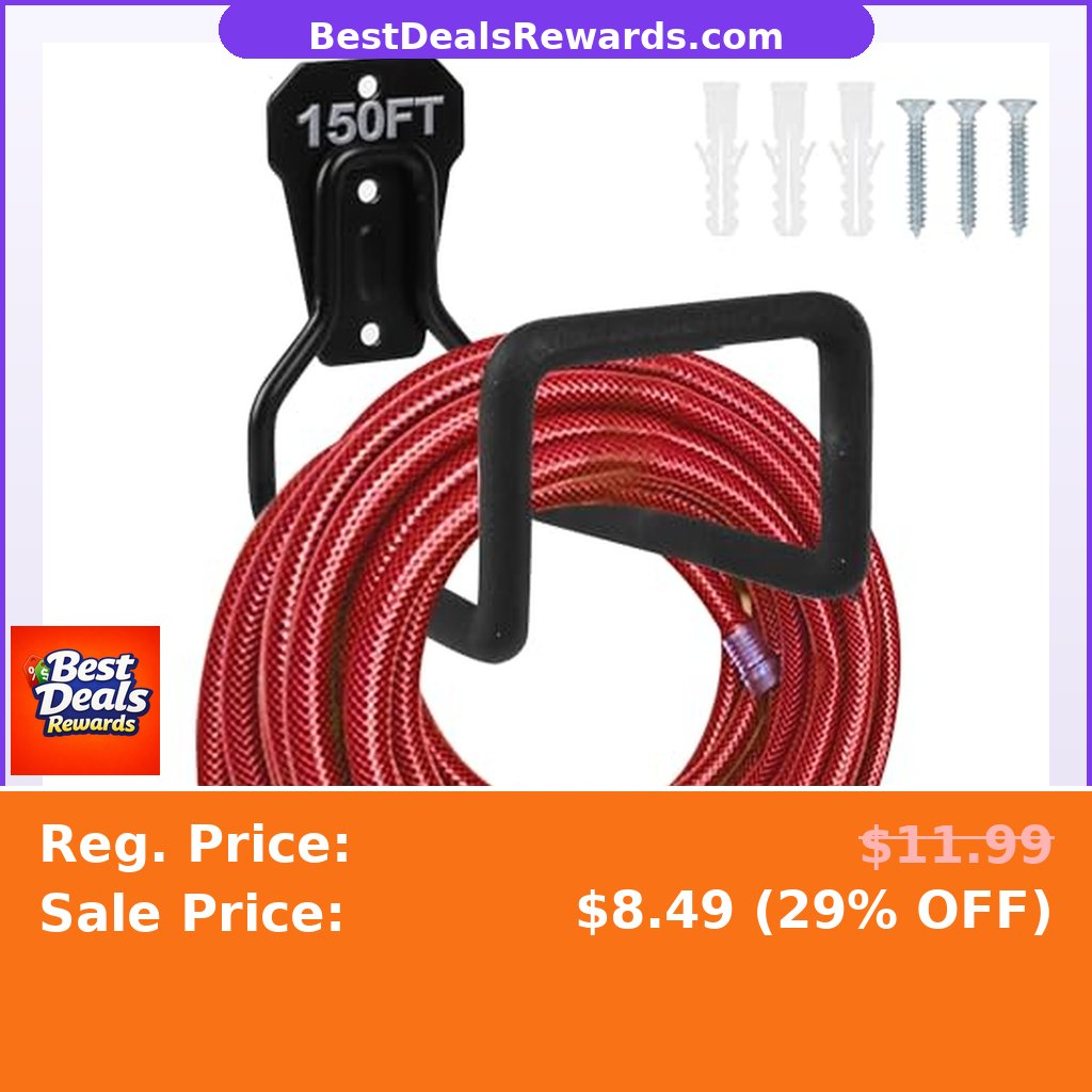 PeoMev Metal Garden Hose Holder - Heavy Duty Hose Hanger Wall Mounted Water Hose Holder for Outside Yard, Sturdy Hose Reel Hose Hooks for Water Hose, Extension Cords